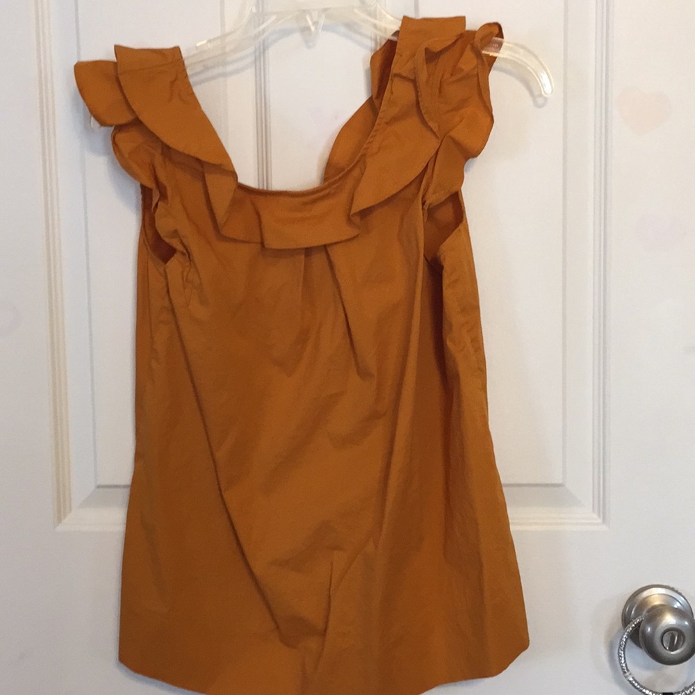 J Crew Mustard Ruffle Top